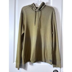 Toad And Co Mens  Olive Green Waffle Knit Hoodie Size Medium Organic Cotton Eco